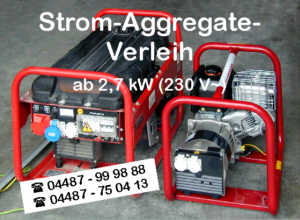 Leistungsf&auml;hige Stromaggregate, 230 V-Wechselrichter zum Anschlu&szlig; an Autobatterien etc.